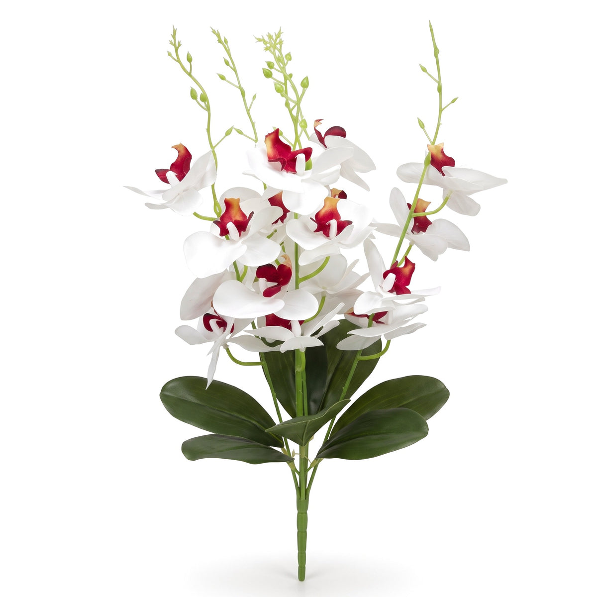 Storczyk Sztuczny Bukiet Biały Z Czerwonym Środkiem 59cm Orchidea 5 Gałązek