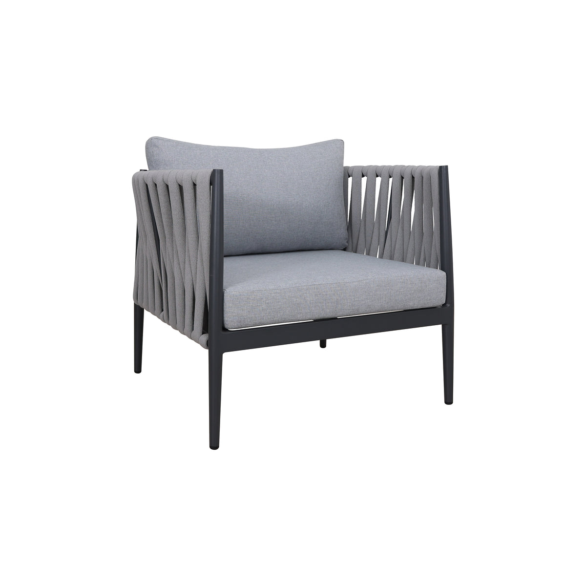 Zestaw Mebli Ogrodowych Aluminium Sofa 2x Fotel Stolik Szary