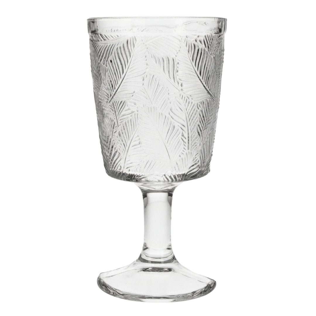 Kielich szklany 350 ml z tłoczonym wzorem liści elegancka szklanka na nodze