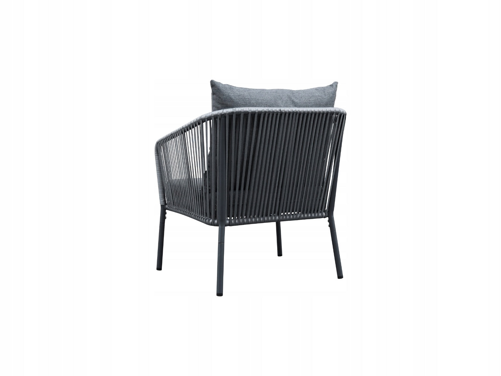 Zestaw mebli ogrodowych antracyt aluminiowa sofa 2 fotele stolik sznurowany