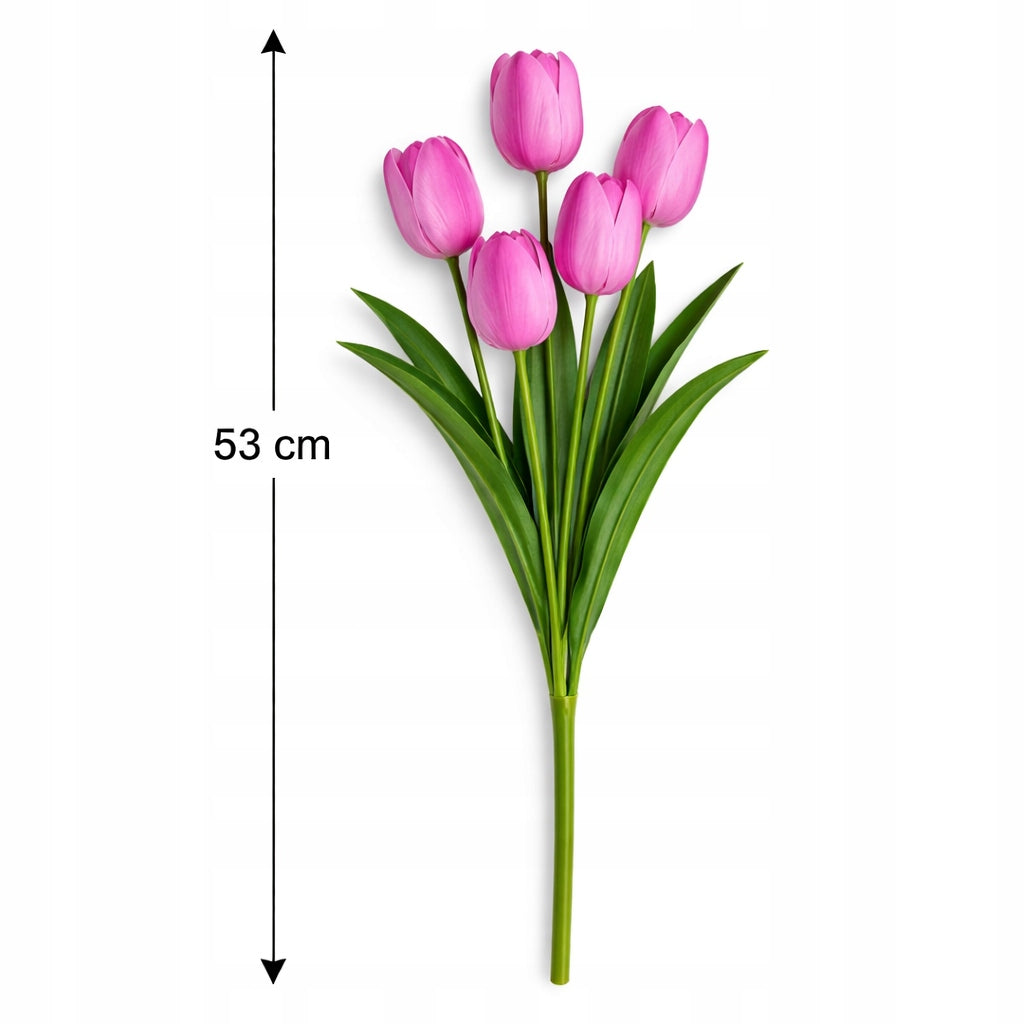 TULIPAN BUKIET TULIPANÓW SZTUCZNYCH PIANKOWYCH 53CM FIOLET