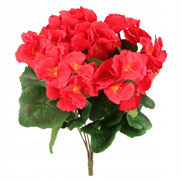 Sztuczna Pelargonia Czerwona Bukiet 7 Gałązek 37 cm Dekoracja Kwiat Ozdoba