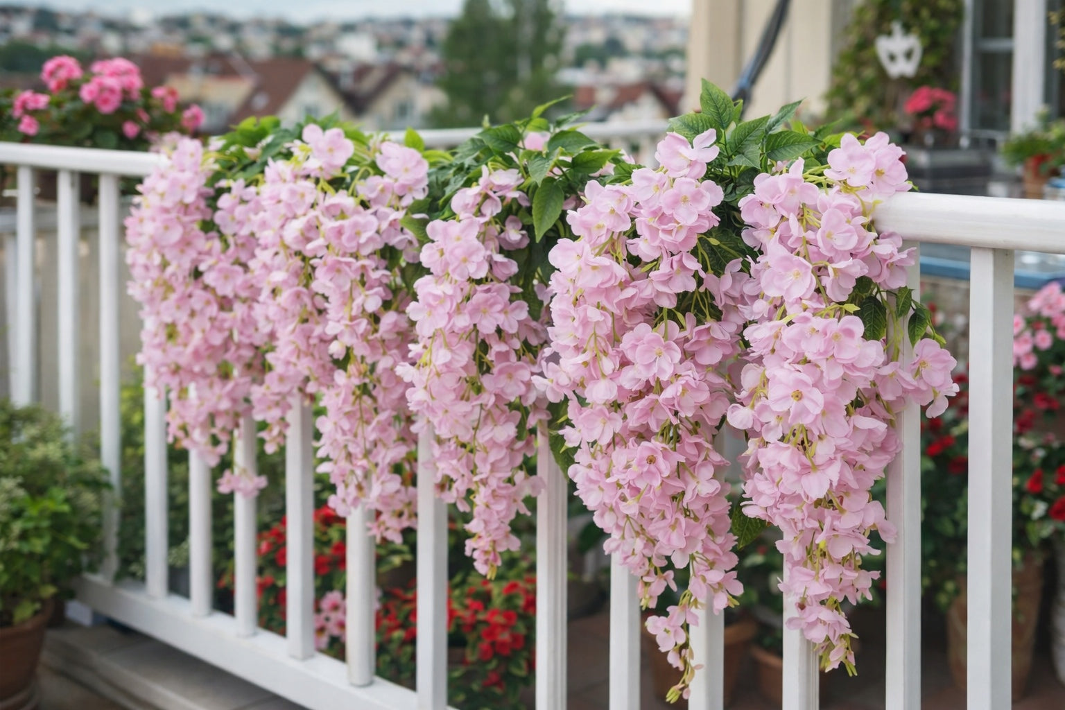 Wisteria Sztuczne Kwiaty Girlanda 65CM Kwiaty Wiszące Balkon Taras Ślub