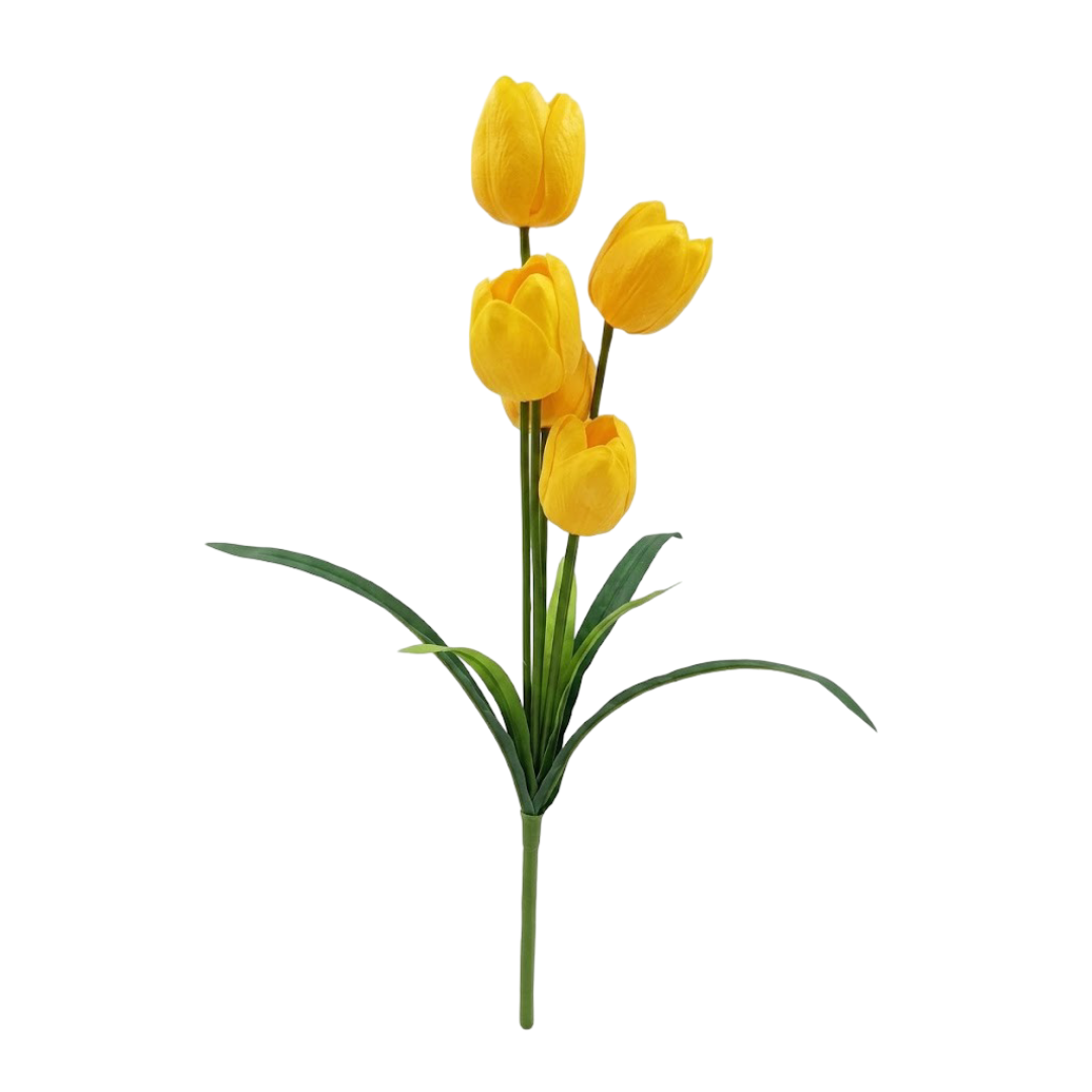 TULIPAN BUKIET TULIPANÓW SZTUCZNYCH PIANKOWYCH 53CM ŻÓŁTY