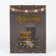 Torba Prezentowa 23x18x10 Czarno-Złota Happy Birthday Prezent