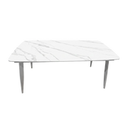 Stół Ogrodowy Aluminiowy Ceramiczny 180x90 cm Biały