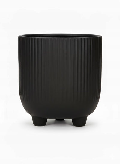 Doniczka Osłonka Czarna 15 Ceramiczna na Trzech Nóżkach Designerska Donica