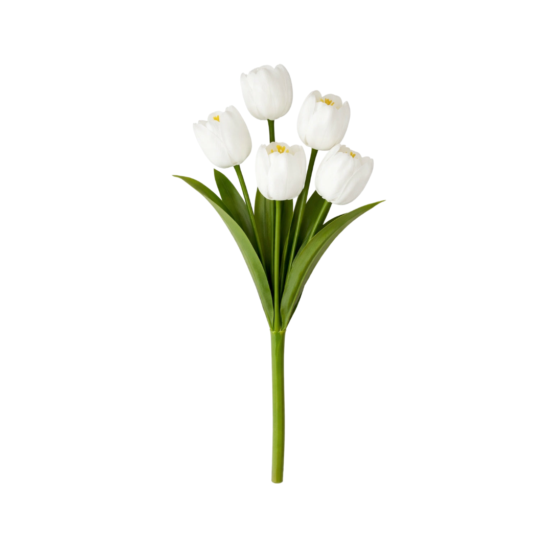 TULIPAN BUKIET TULIPANÓW SZTUCZNYCH PIANKOWYCH 53CM BIAŁE TULIPANY