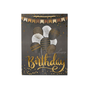 Torebka Prezentowa 40x30x12 Czarno-Złota Happy Birthday Balony