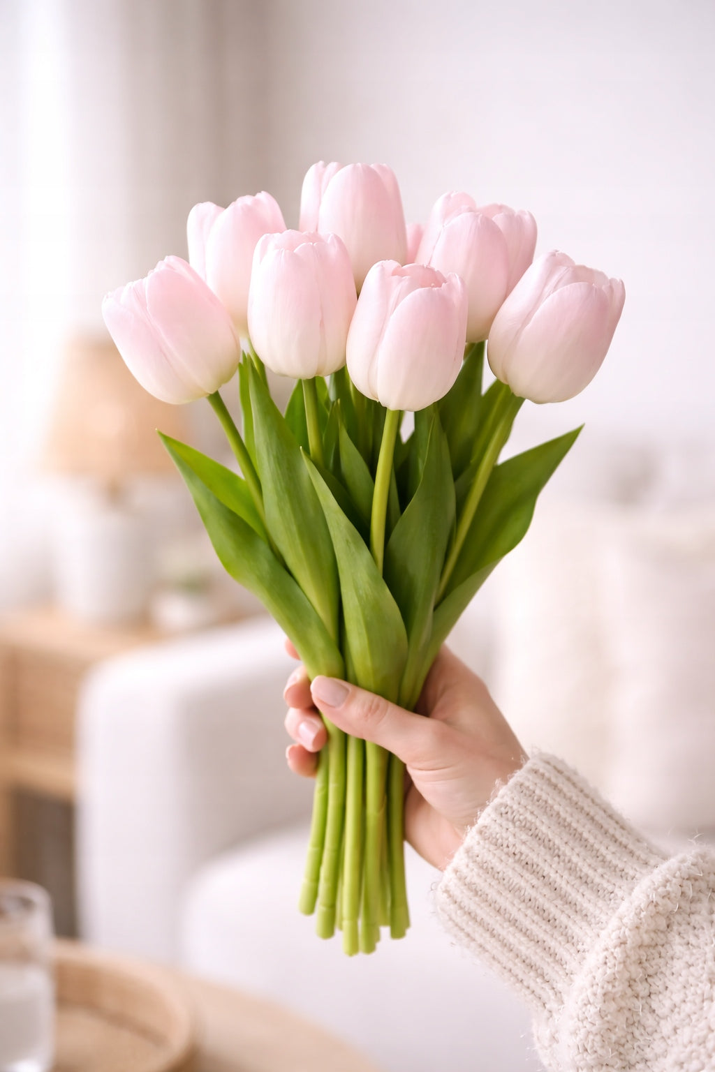 TULIPAN PIANKOWY POJEDYNCZY 42 CM WIOSENNA DEKORACJA WAZONU KOLOR CZERWONY