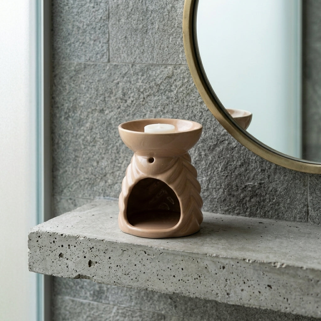 Kominek Ceramiczny Beżowy Podgrzewacz Zapachowy
