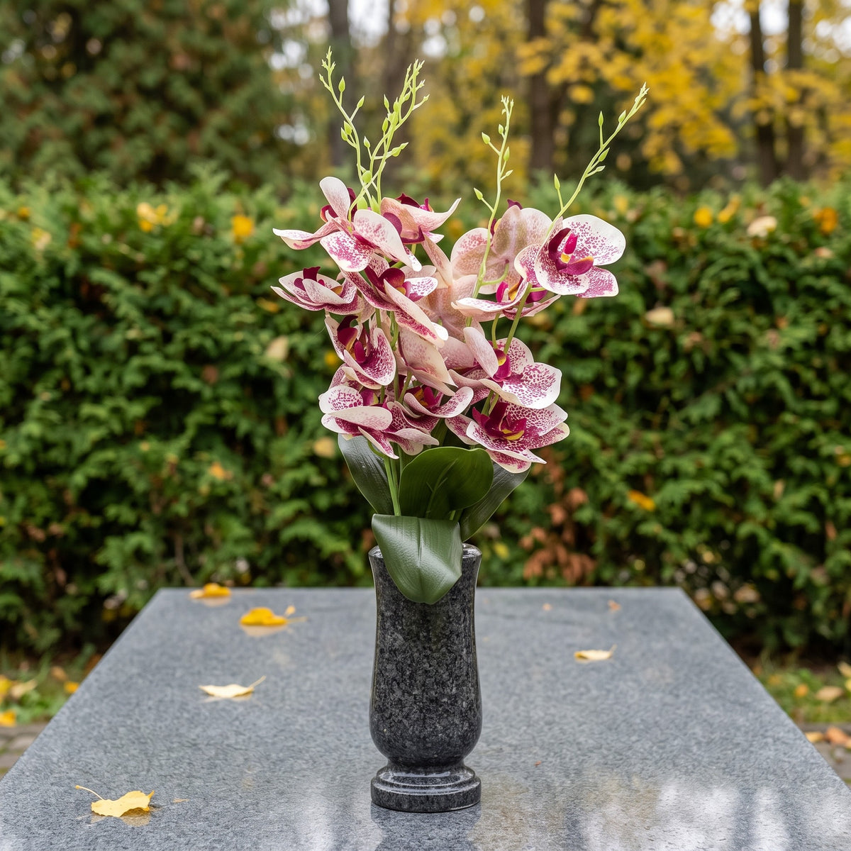 Storczyk Sztuczny Bukiet Biało-Bordowy Cętkowany 59cm Orchidea 5 Gałązek