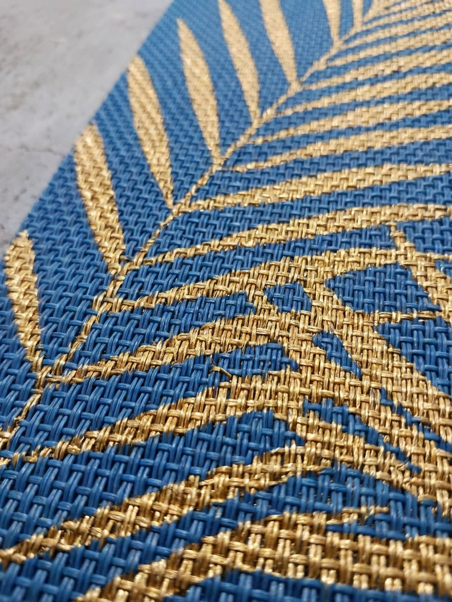 Mata Podkładka na stół 45x30 Niebieska Złote Liście