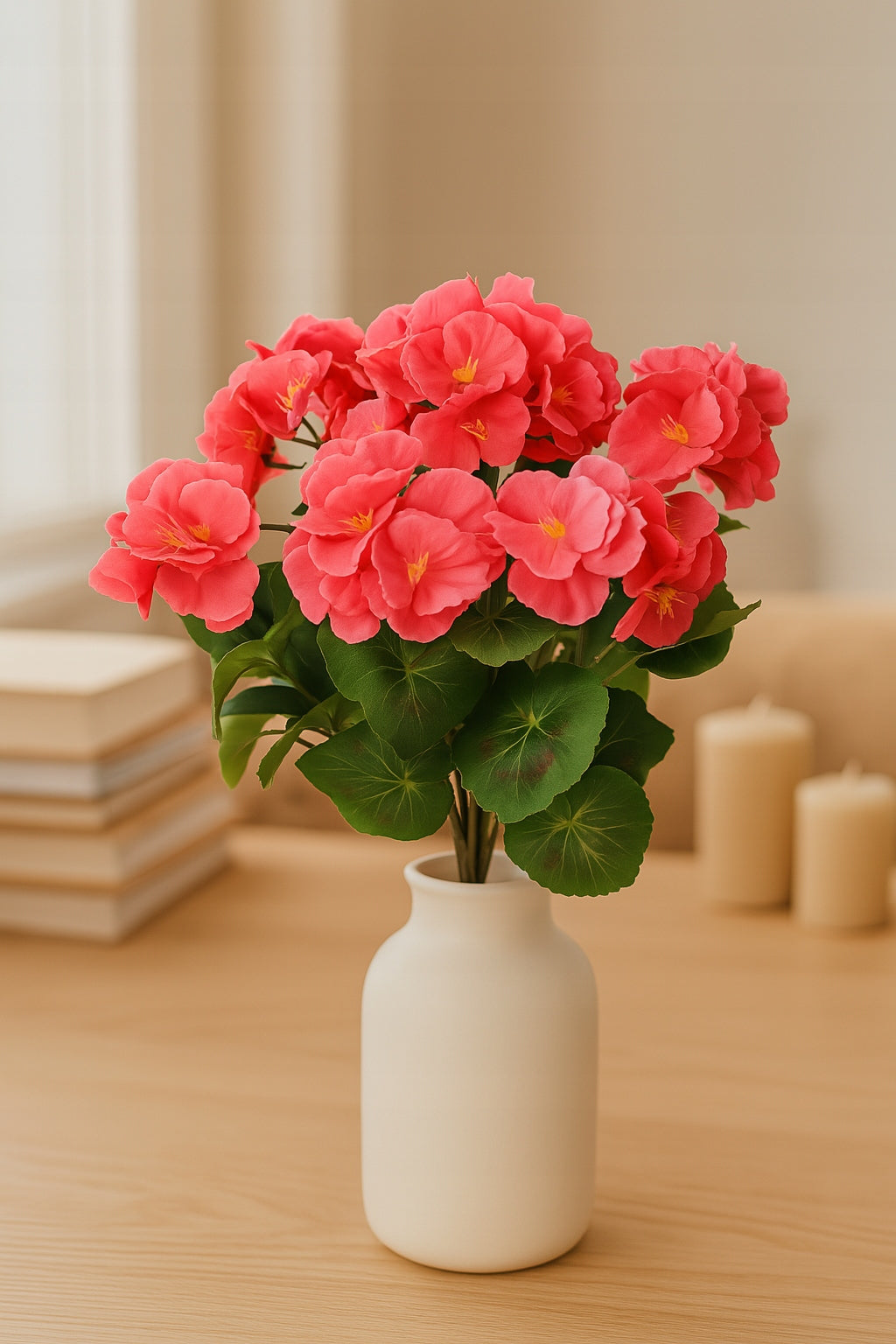 Sztuczna Pelargonia Malinowa Bukiet 7 Gałązek 37 cm Realistyczna Ozdoba
