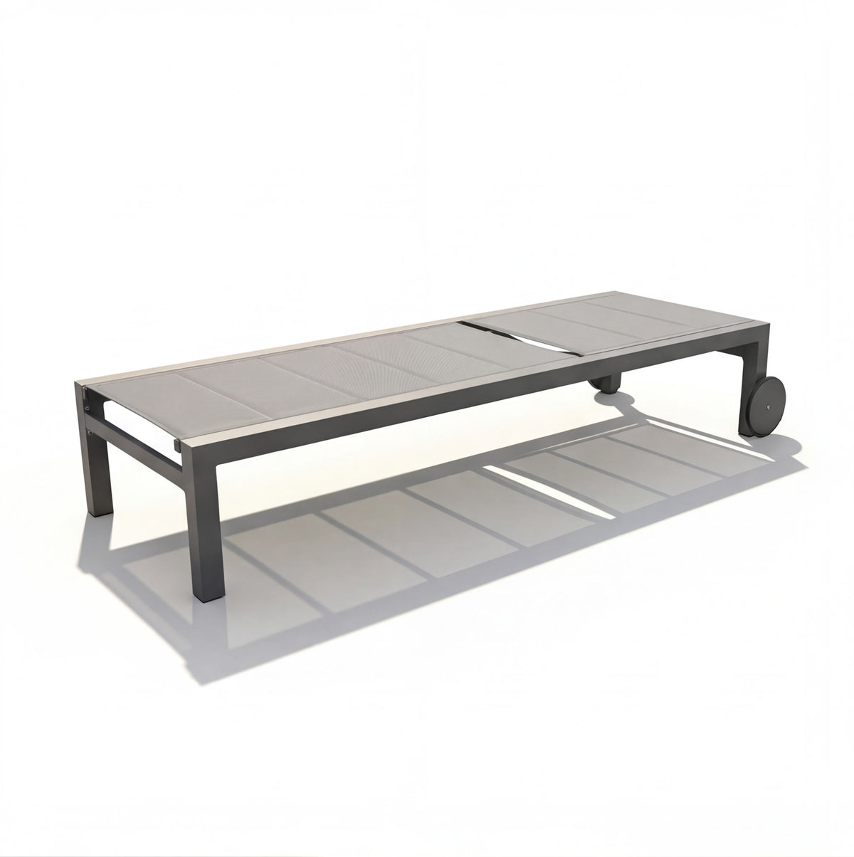 Leżak Ogrodowy Basenowy Aluminium z Kółkami Leżanka na Taras 190x65x35 cm Szary Grafit