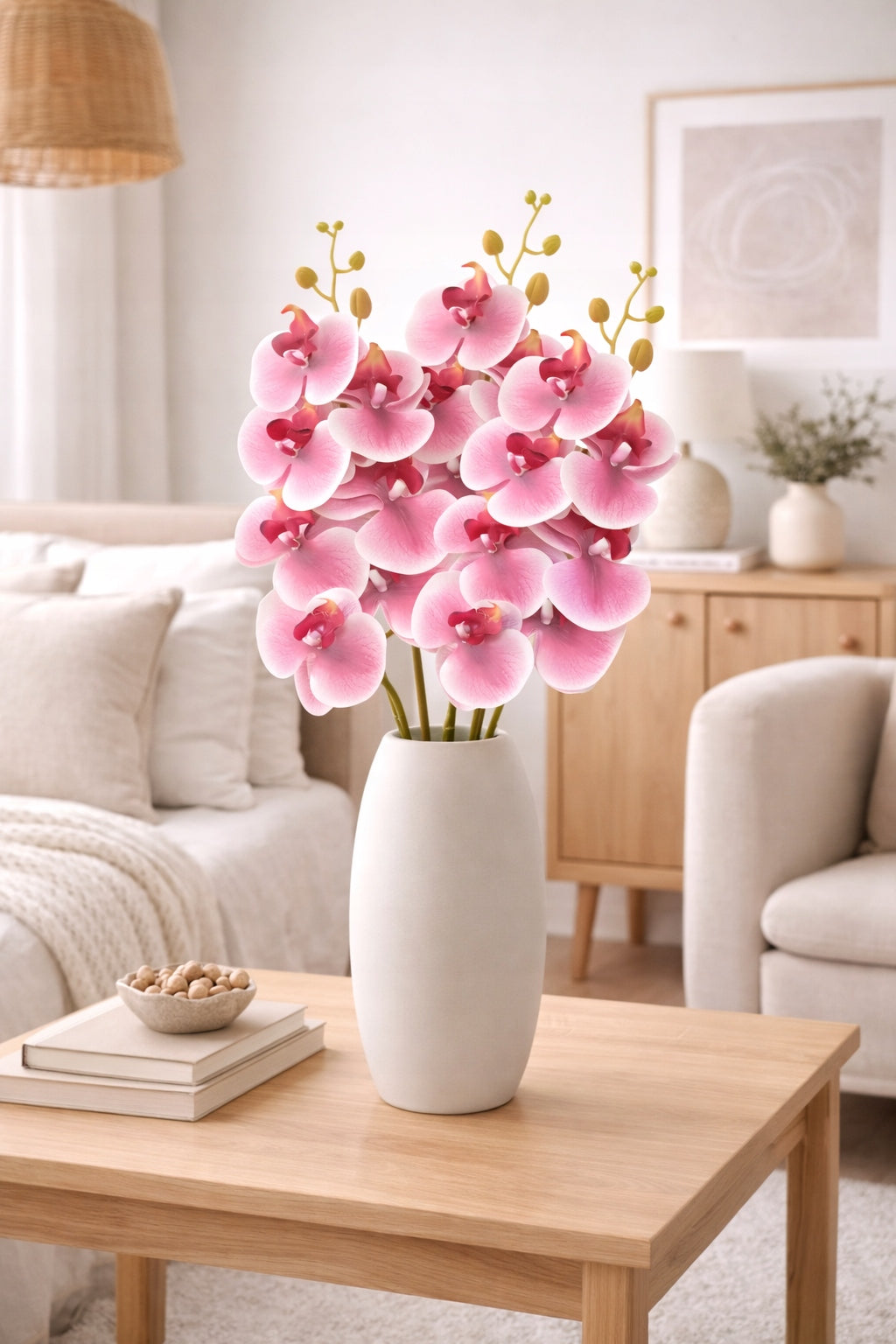 KWIAT SZTUCZNY STORCZYK 92 CM POJEDYNCZA GAŁĄZKA ORCHIDEA DUŻE KWIATY