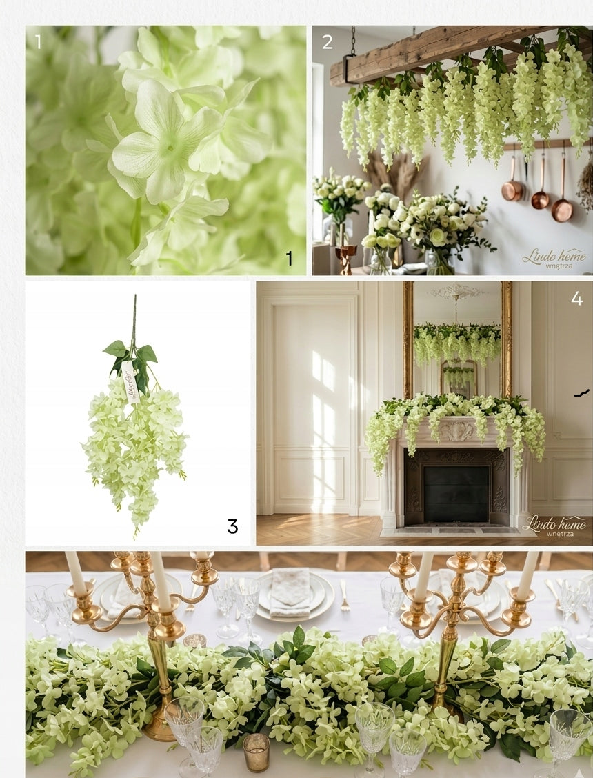Wisteria Sztuczne Kwiaty Girlanda 65CM Kwiaty Wiszące Balkon Taras