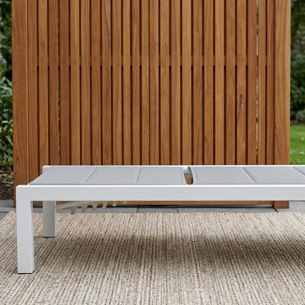 Leżak Ogrodowy Basenowy Aluminium Pianka Miękka Szybkoscnąca 190x65x30 cm Biały Szary
