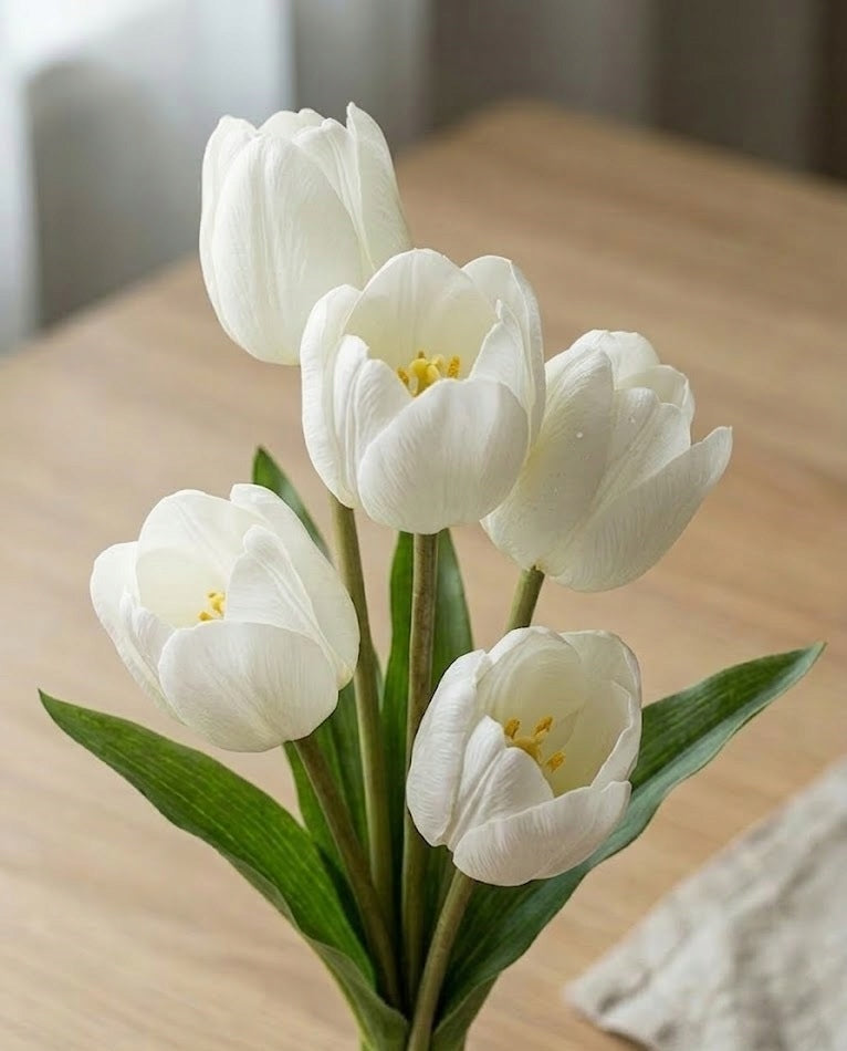 TULIPAN BUKIET TULIPANÓW SZTUCZNYCH PIANKOWYCH 53cm KOLOR BIAŁY