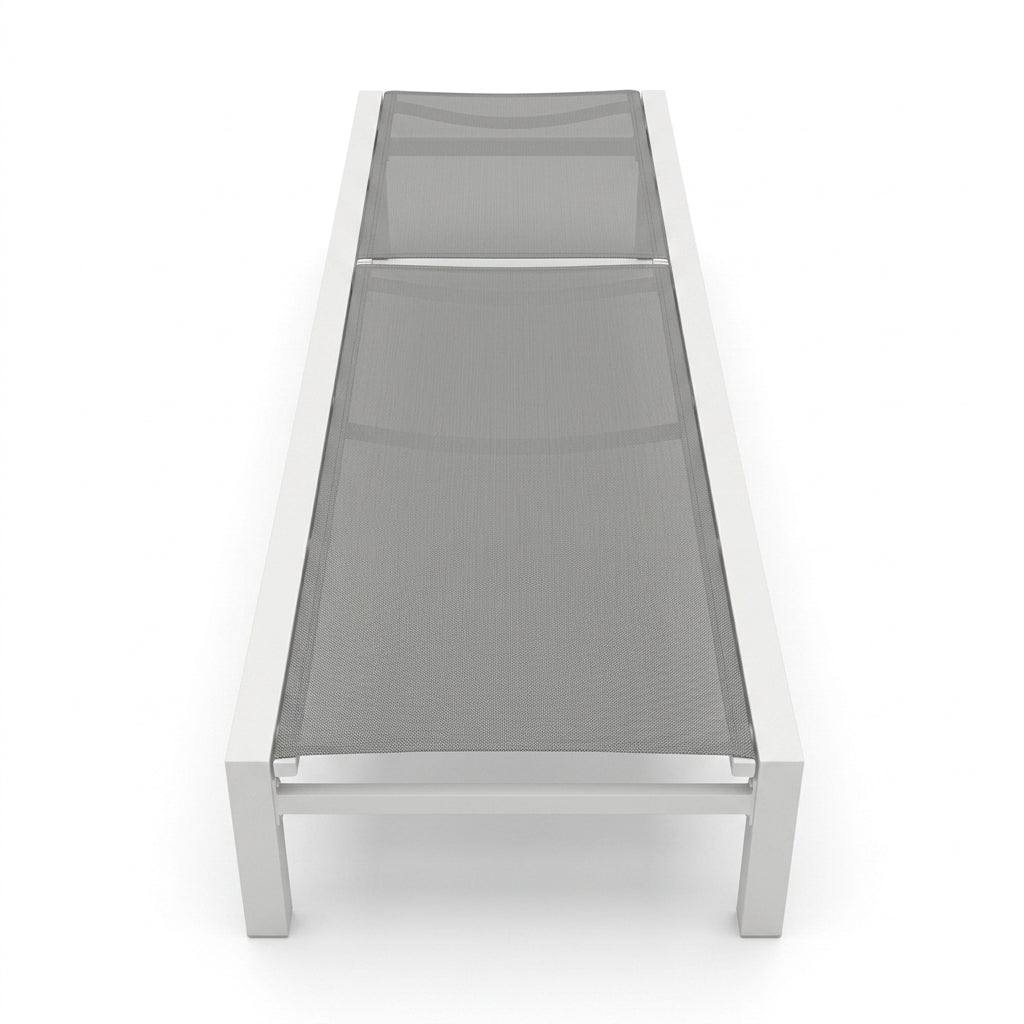 Leżak Ogrodowy Basenowy Aluminium Leżanka na Taras 190x65x30 cm Biały Szary