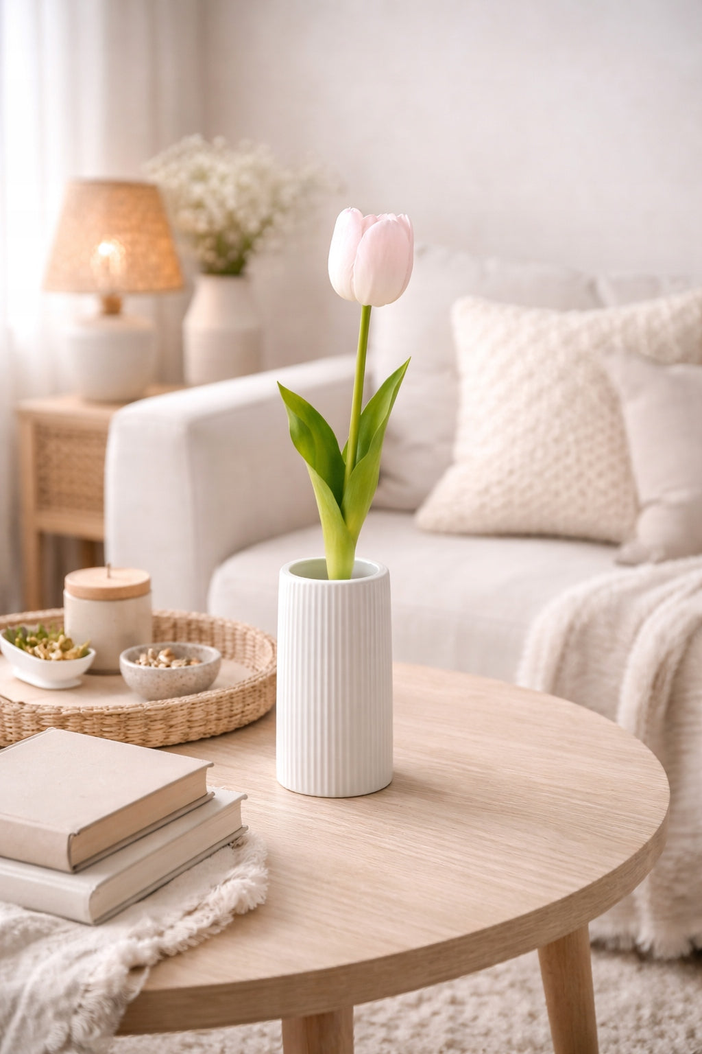 TULIPAN PIANKOWY POJEDYNCZY 42 CM WIOSENNA DEKORACJA WAZONU KOLOR JASNY RÓŻ