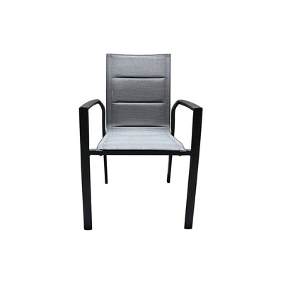 Krzesło ogrodowe aluminiowe antracytowe 56x65x88 cm podłokietniki aluminiowe tkanina szybkoschnąca