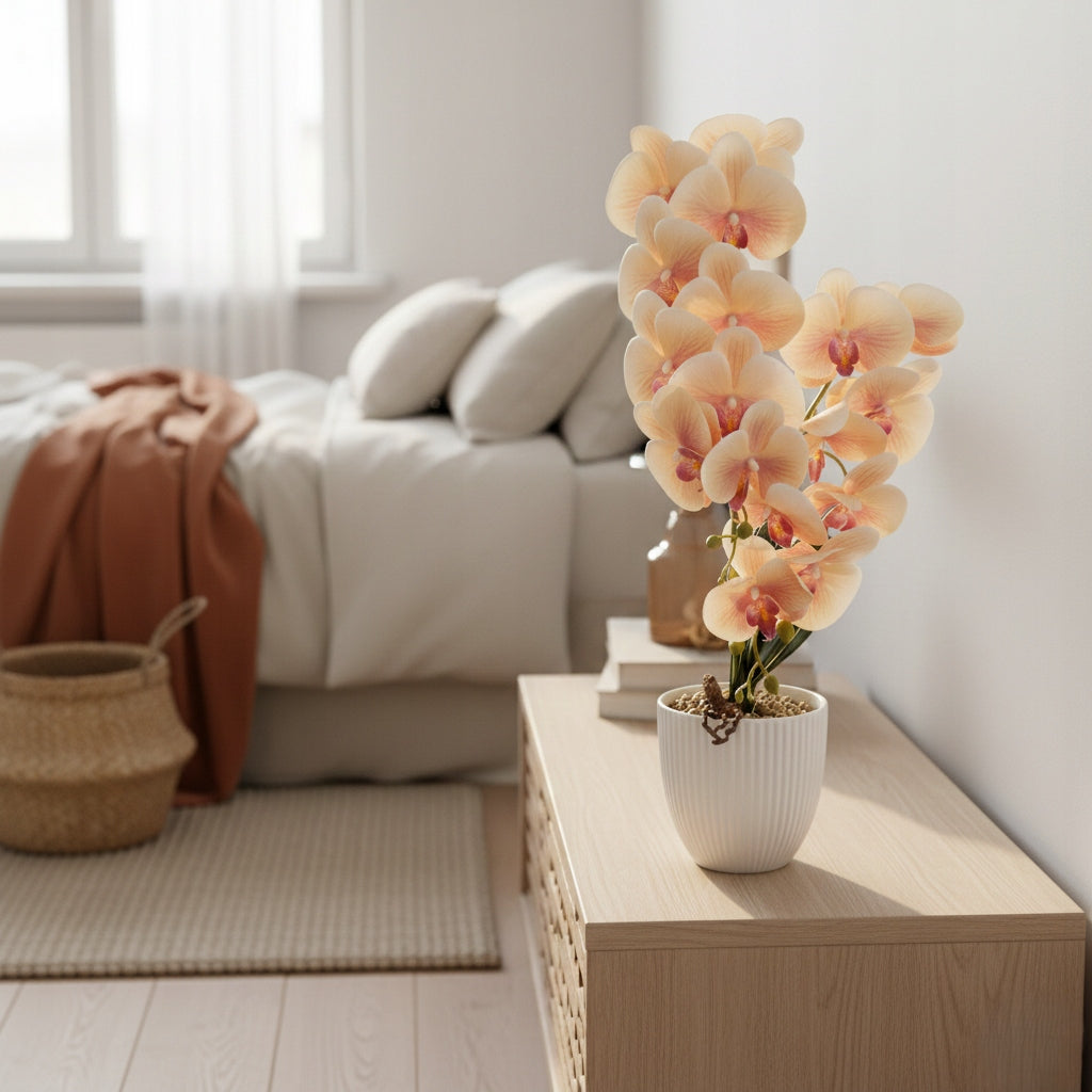 Storczyk w Doniczce Żółty 58 cm Orchidea Kwiat Sztuczny Doniczkowy Ozdobny