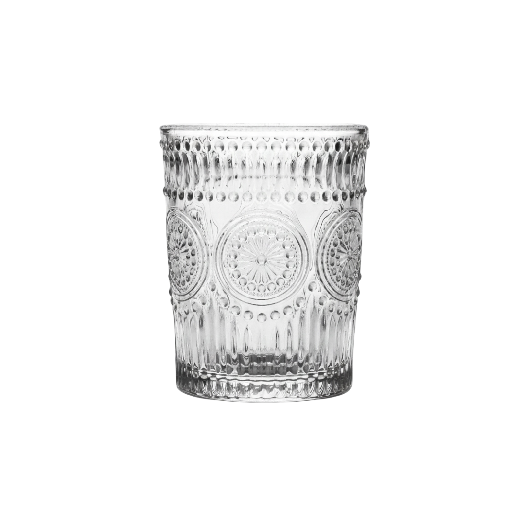 Szklanka 300 ml tłoczona przezroczysta Grube szkło vintage styl retro