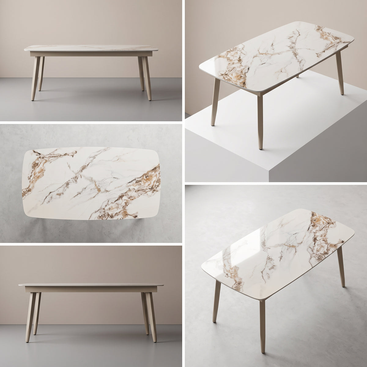 Stół ogrodowy aluminiowy beżowy 180x90 cm Spiek kamienny solidny i trwały
