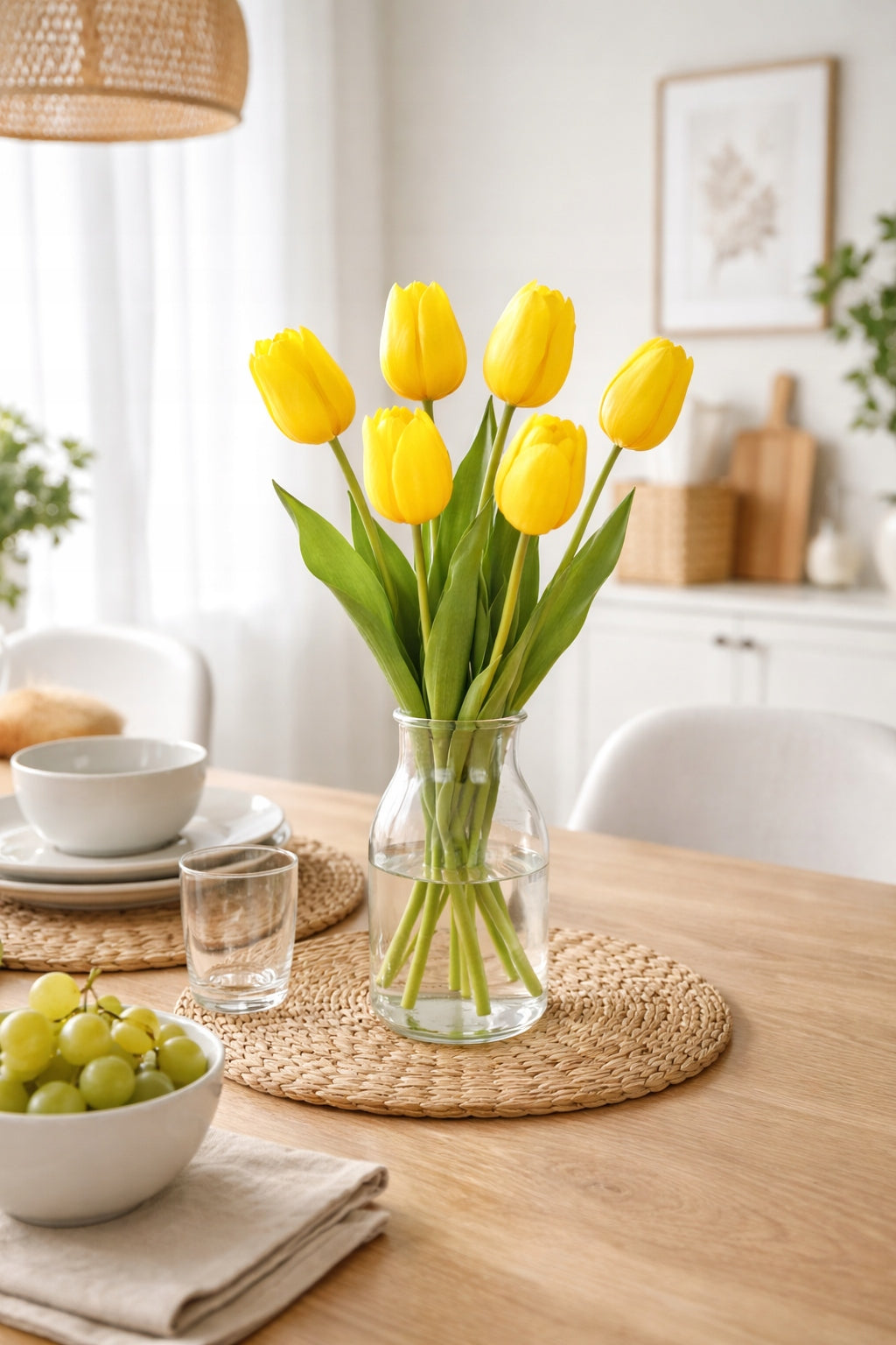 TULIPAN PIANKOWY POJEDYNCZY 42 CM WIOSENNA DEKORACJA WAZONU KOLOR ŻÓŁTY