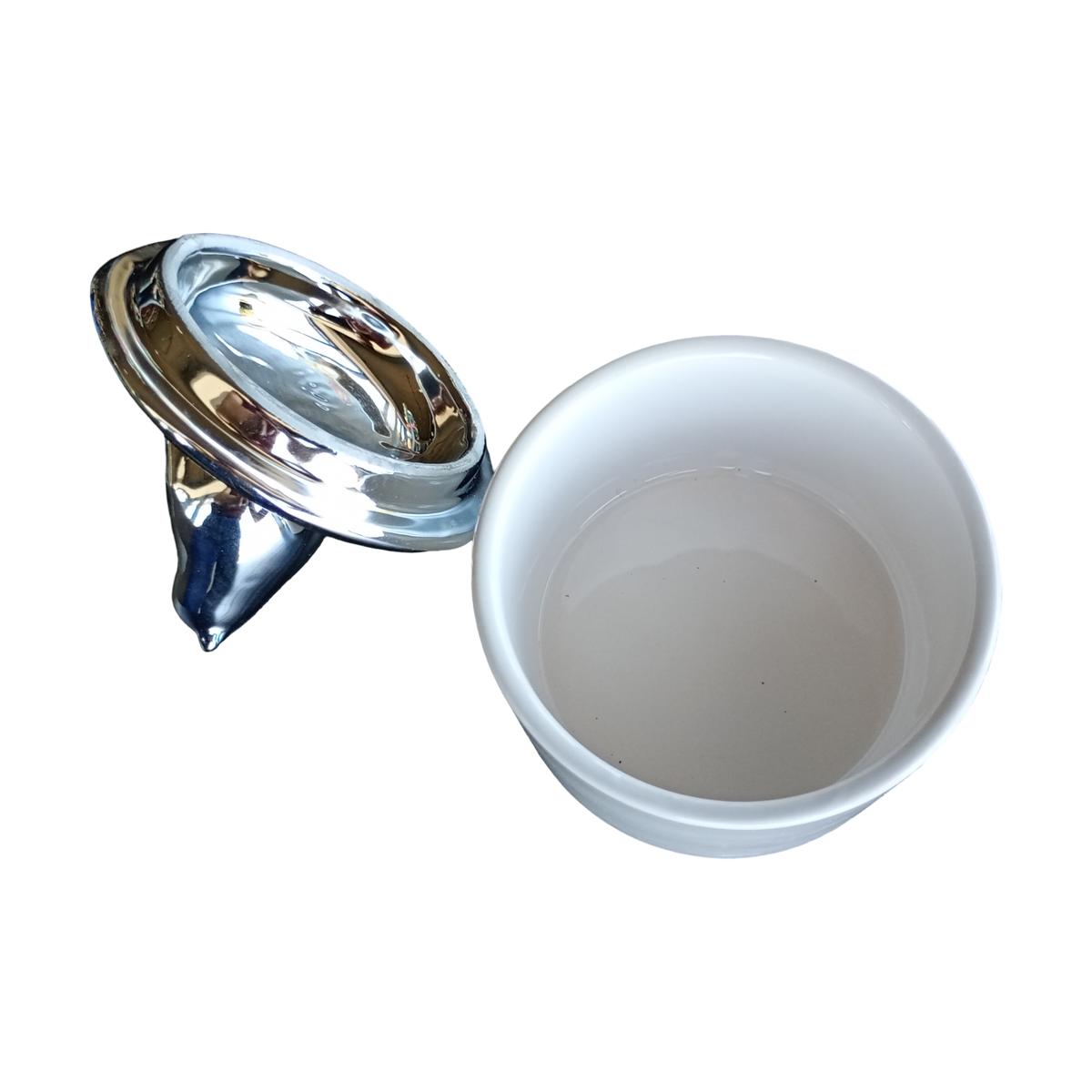 Szkatułka ceramiczna ptaszek biała srebrna pokrywka 10cm na biżuterię, zdjęcie 5