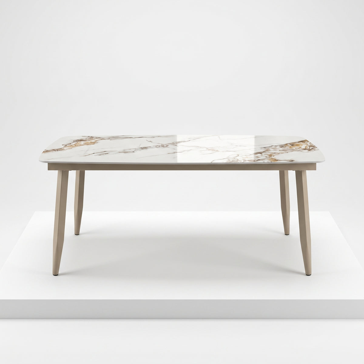 Stół ogrodowy aluminiowy beżowy 180x90 cm Spiek kamienny solidny i trwały