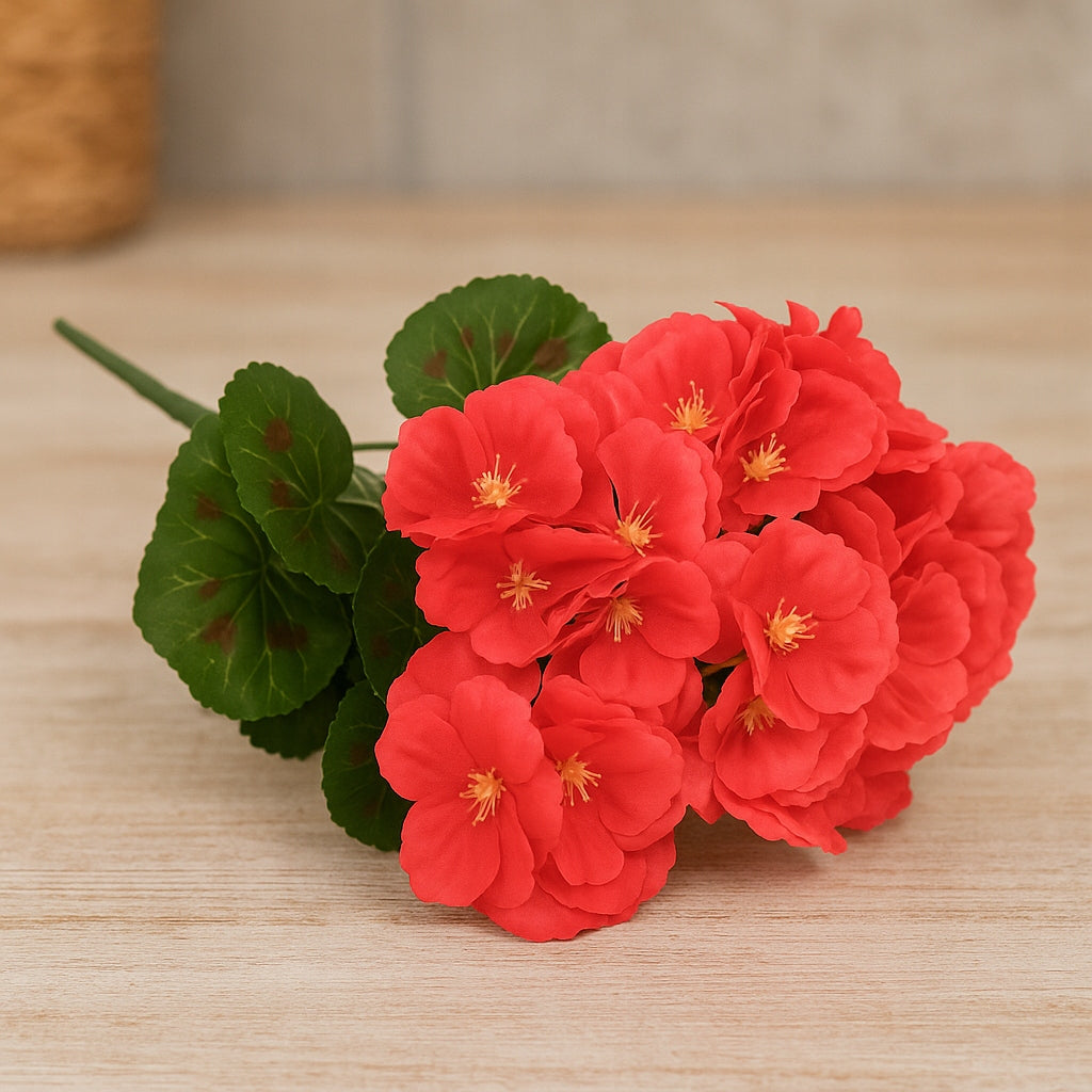 Pelargonia Sztuczna BUKIET 32 cm Realistyczna KWIAT DEKORACYJNY CZERWONY