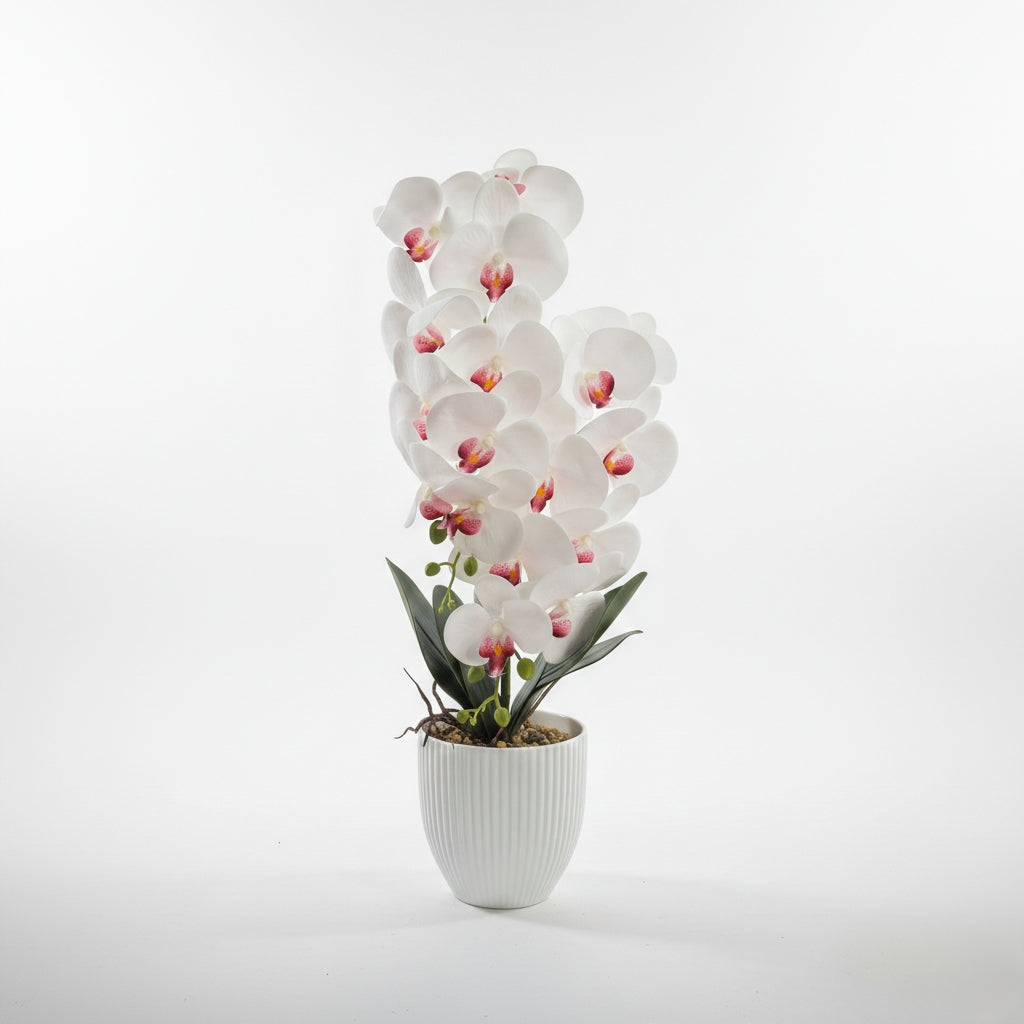 Storczyk w Doniczce Biały 58 cm Orchidea Kwiat Sztuczny Doniczkowy Ozdobny