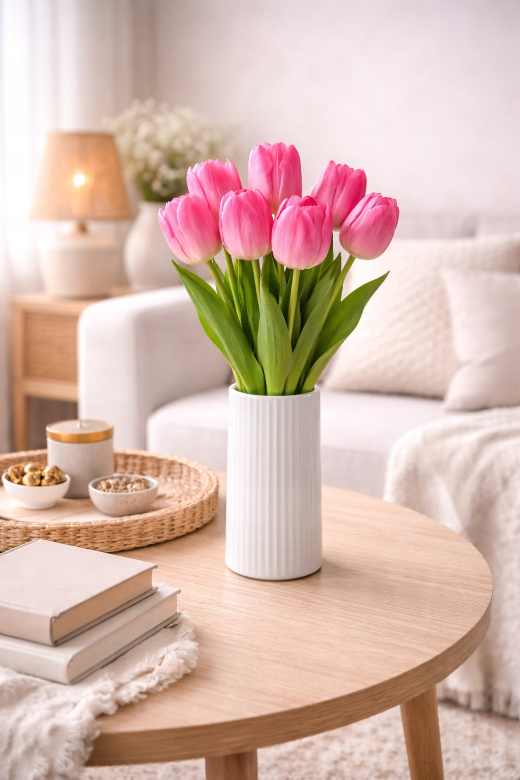 TULIPAN PIANKOWY POJEDYNCZY 42 CM WIOSENNA DEKORACJA WAZONU KOLOR CZERWONY
