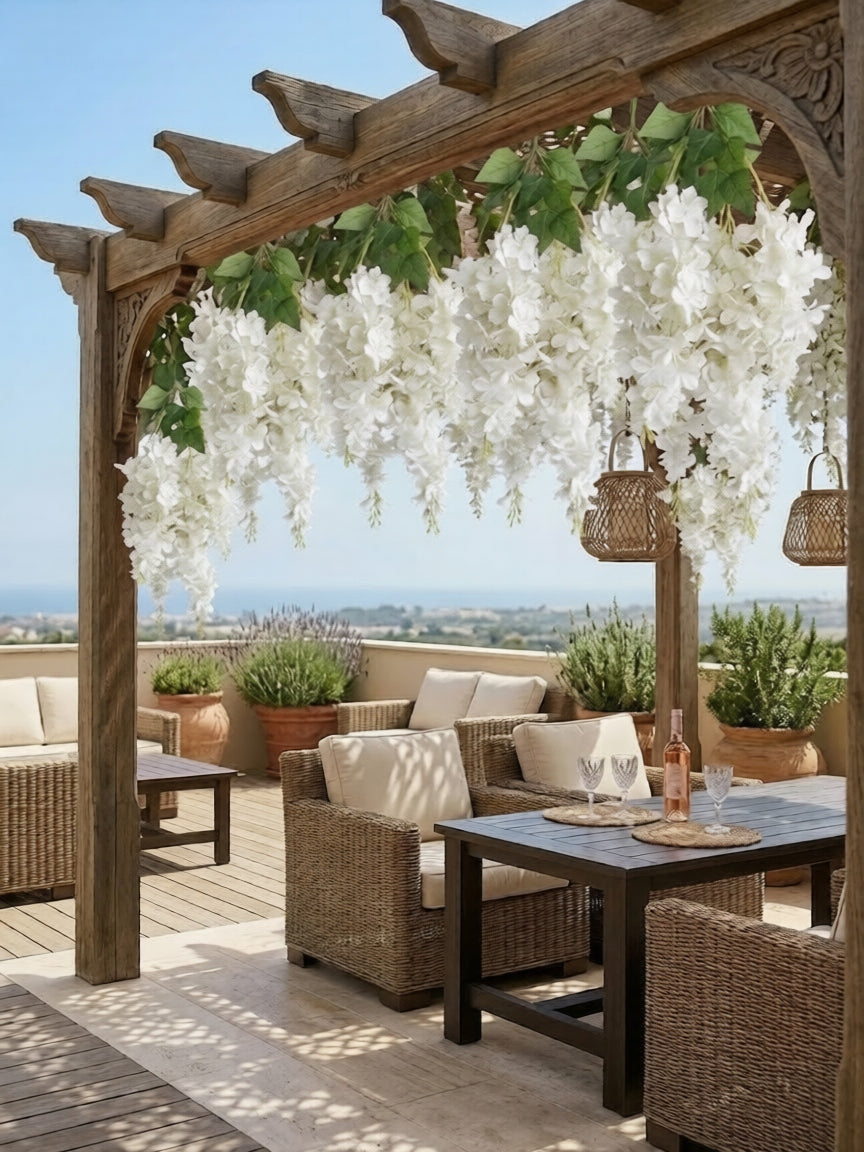 Wisteria Sztuczne Kwiaty Girlanda 65CM Kwiaty Wiszące Balkon Ślub KOMUNIA