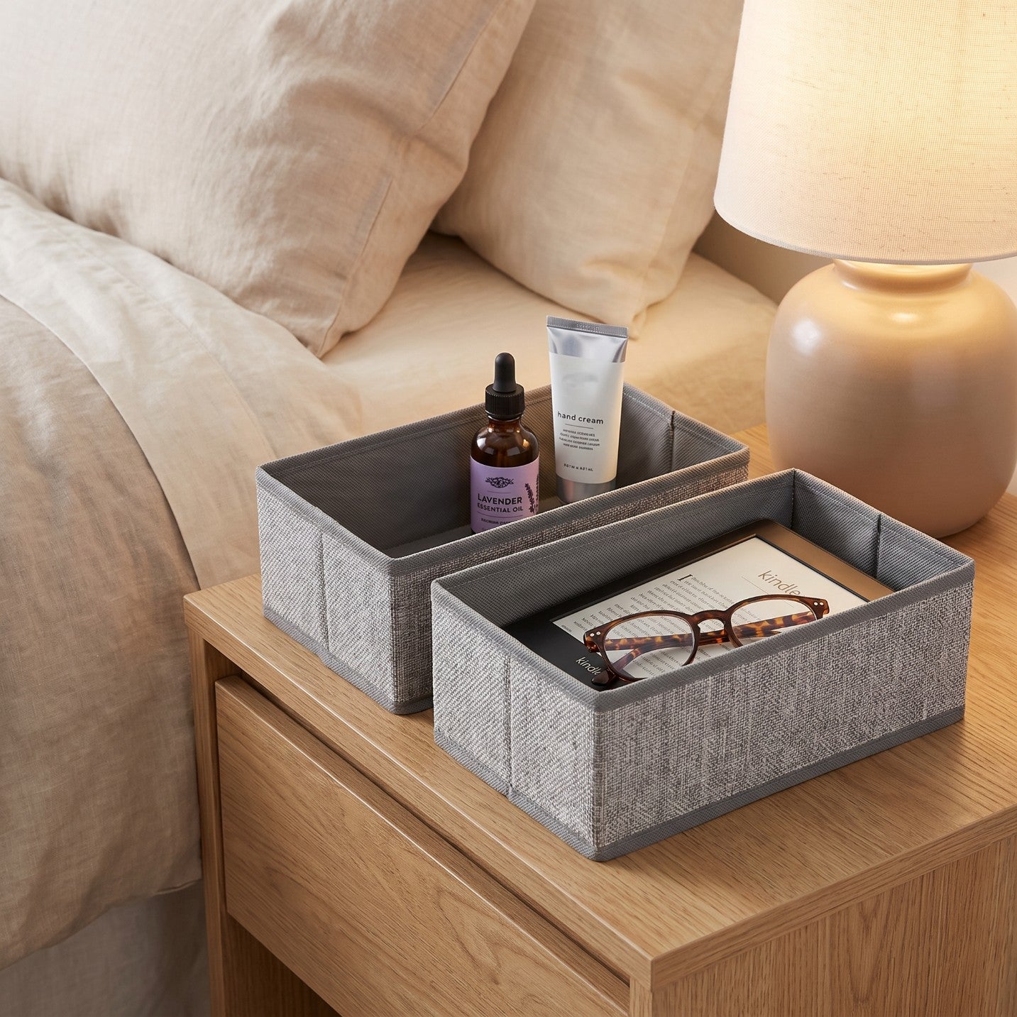 Organizer tekstylny Szary 28x14x10 cm komplet 2 sztuk do szafy domu biura