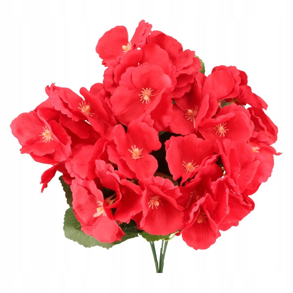 Pelargonia Sztuczna BUKIET 32 cm Realistyczna KWIAT DEKORACYJNY CZERWONY