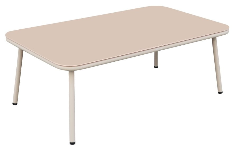 Zestaw mebli ogrodowych beżowy aluminium sofa fotele stolik szklany blat