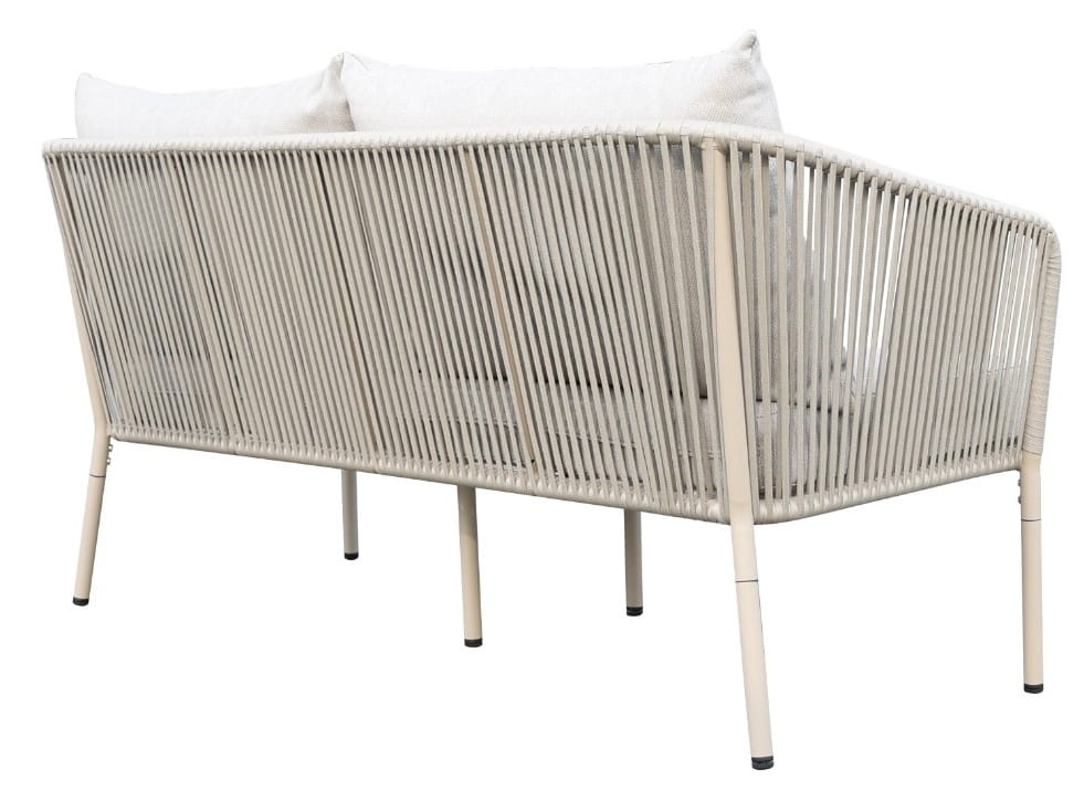 Zestaw mebli ogrodowych beżowy aluminium sofa fotele stolik szklany blat