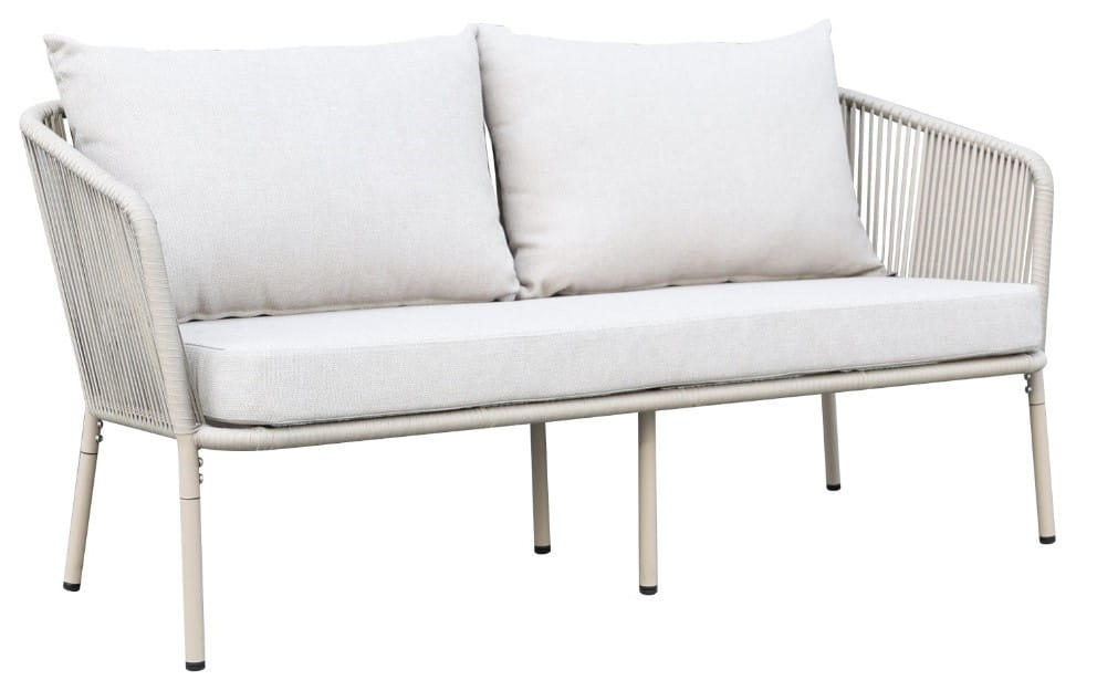 Zestaw mebli ogrodowych beżowy aluminium sofa fotele stolik szklany blat