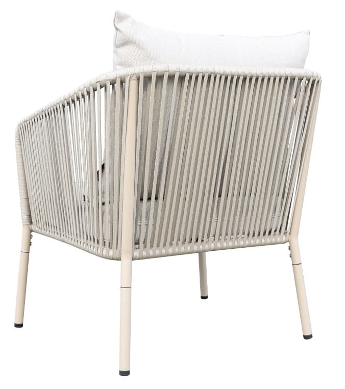 Zestaw mebli ogrodowych beżowy aluminium sofa fotele stolik szklany blat