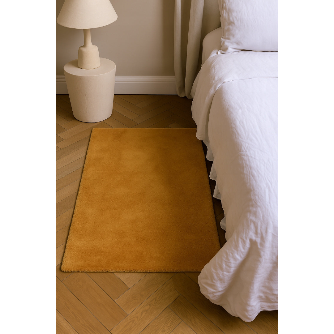 Dywanik Musztardowy 80x150 cm Antypoślizgowy Akcent do Sypialni i Salonu