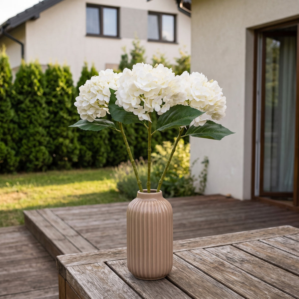 Kwiat Sztuczny Hortensja Duża Biała 48cm Realistyczna Do Wazonu