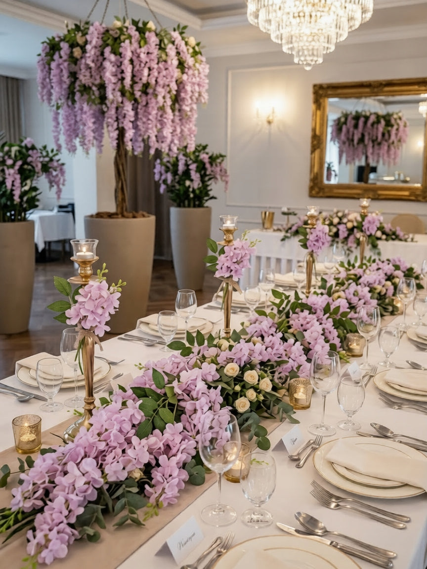 Wisteria Sztuczne Kwiaty Girlanda 65CM Kwiaty Wiszące Balkon Taras Ślub