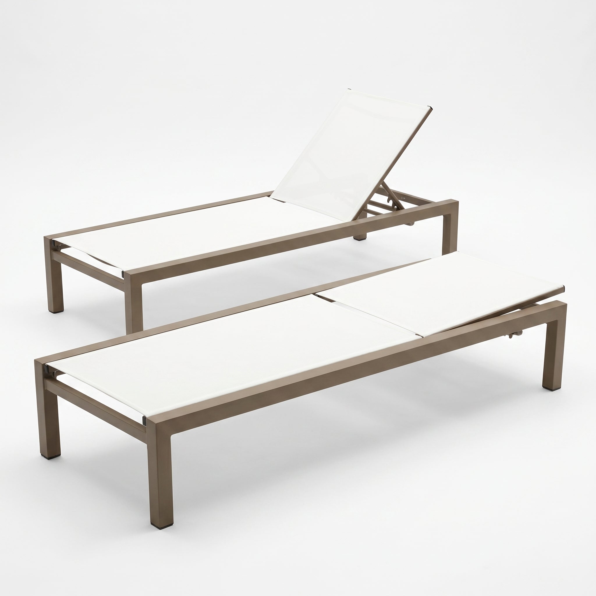 Leżak Ogrodowy Basenowy Aluminium Leżanka na Taras 190x65x30 cm Biel Beż