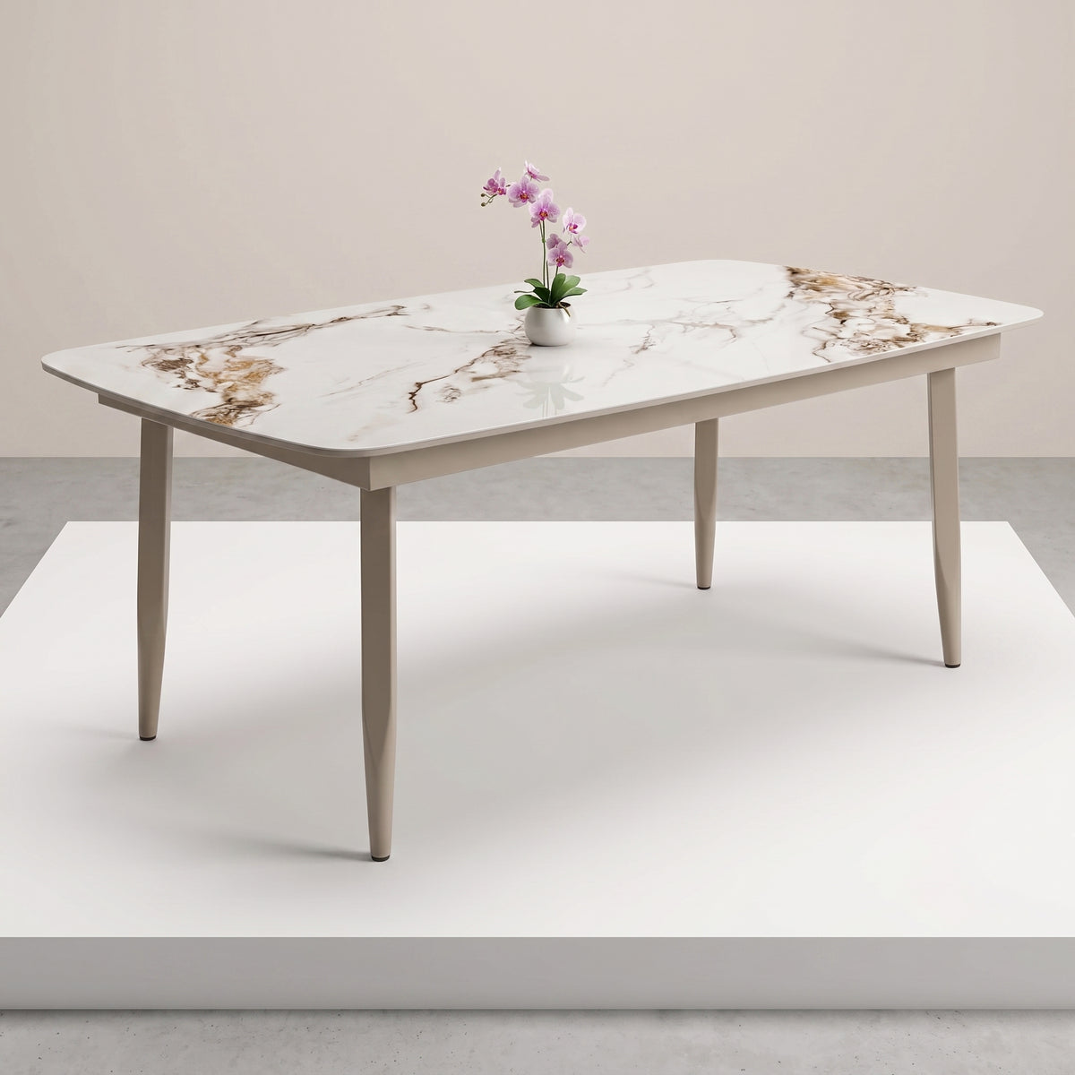 Stół ogrodowy aluminiowy beżowy 180x90 cm Spiek kamienny solidny i trwały