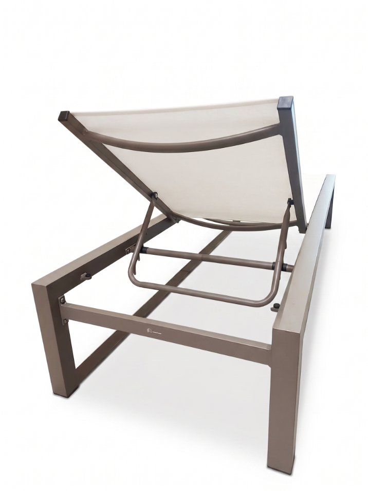 Leżak Ogrodowy Basenowy Aluminium Leżanka na Taras 190x65x30 cm Biel Beż