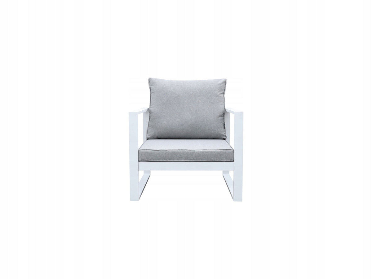 Zestaw mebli ogrodowych biały tarasowy 4 el. aluminiowych sofa, kanapa stół