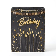 Torba Prezentowa 32x26x12 cm Czarno-Złota Happy Birthday Świeczki